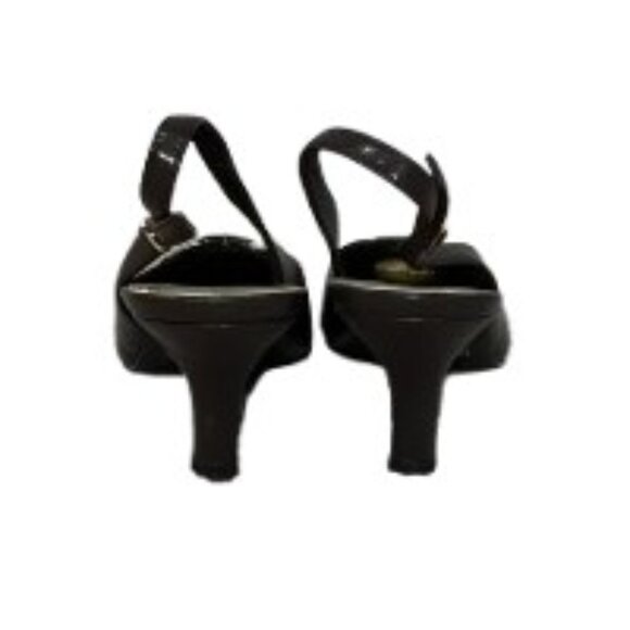 Mootsie Tootsie Brown Quilted Patent Leather Sling Back Heels Pumps NWOT - Picture 3 of 4